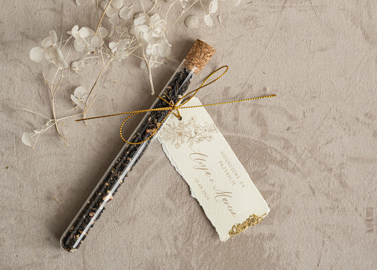 Fiolki i Saszetki Kawa i Herbata Fiolki złote dodatki ślubne, złote podziękowania dla gości podziękowania dla gości po weselu, piękne saszet 01/WRz/fiolka