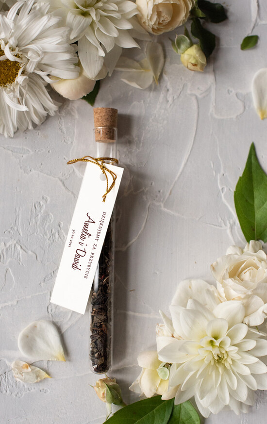 Fiolki i Saszetki Kawa i Herbata Fiolki prezenty dla gości na weselu  fiolki na herbate lub kawe     01/laskal/fiolka