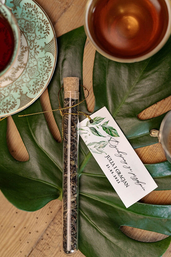 Fiolki i Saszetki Kawa i Herbata Fiolki ślubne podziękowania dla gości weselnych w formie aromatycznej herbaty    01/glamR/fiolka