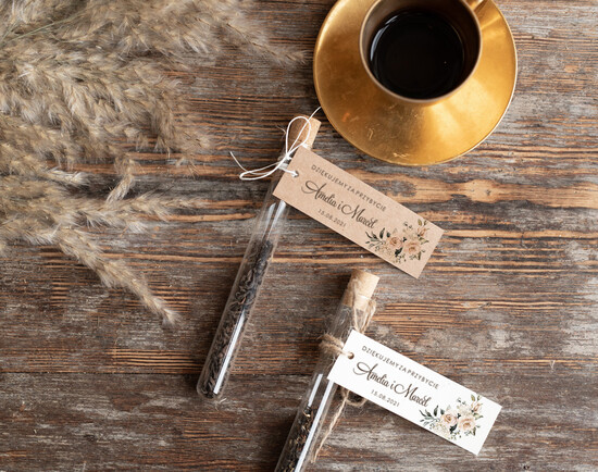 Fiolki i Saszetki Kawa i Herbata Fiolki ślubne upominki dla gości weselnych  fiolki z herbatką     01/rstdrs/fiolka