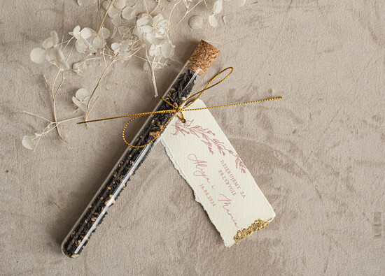 Fiolki i Saszetki Kawa i Herbata Fiolki złote podziękowania dla gości, podziękowania dla gości po weselu, piękne podziękowania dla gości her 04/WRzl/fiolka