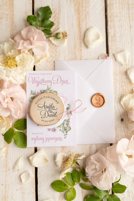 Zmień/Zarezerwuj datę ślubu - save the date botaniczne save the date    102/rose/STD