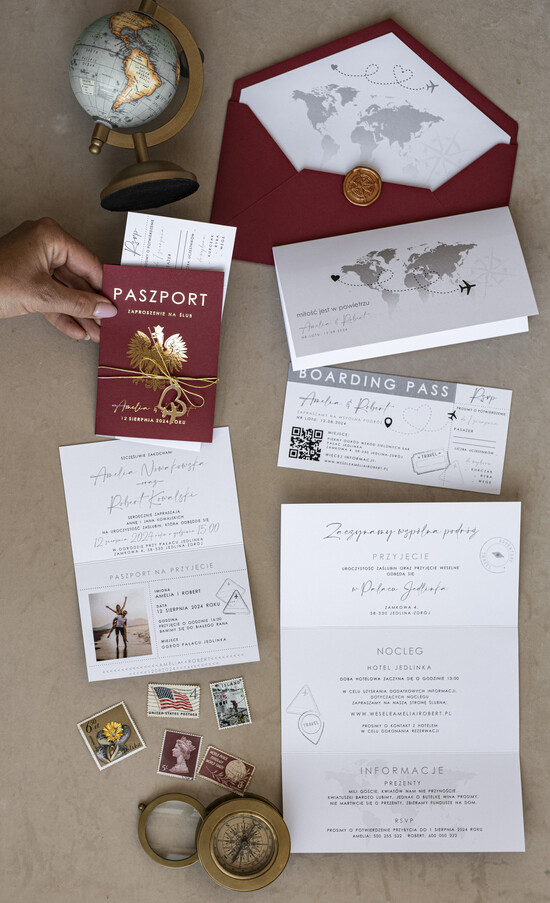 Zaproszenia ślubne paszport / podróże Zaproszenia ślubne paszport do miłości, zaproszenia ślubne z motywem podróży, zaproszenia na ślub dl 02/passFKOL/z