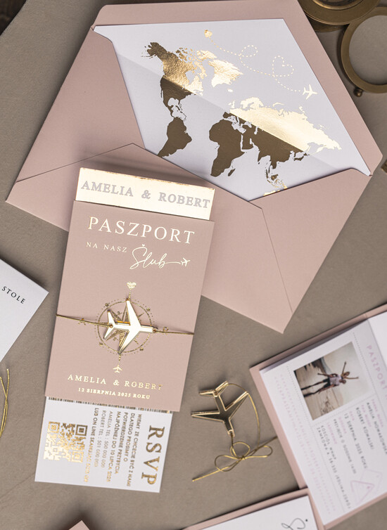 Zaproszenia ślubne paszport / podróże Zaproszenia ślubne paszport do miłości, zaproszenia ślubne z motywem podróży, zaproszenia na ślub dl 03/passZlKOL/z