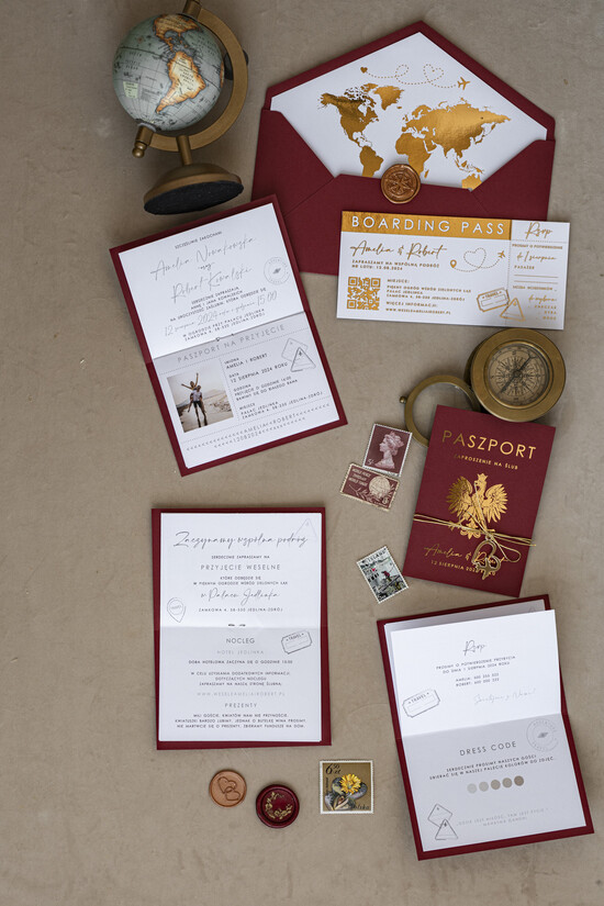 Zaproszenia ślubne paszport / podróże Zaproszenia ślubne paszport do miłości w folderze , zaproszenia ślubne z motywem podróży, zaproszeni 01/passZlKOL/z