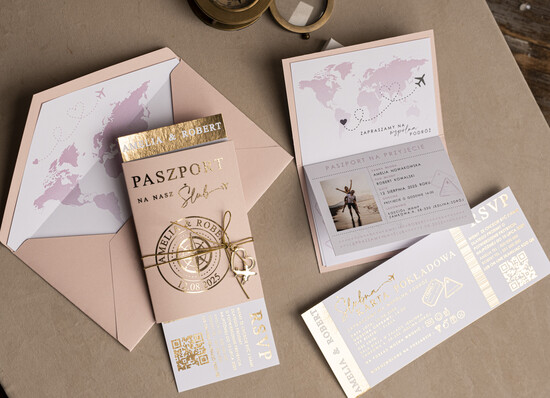 Zaproszenia ślubne paszport / podróże Zaproszenia ślubne paszport do miłości, zaproszenia ślubne z motywem podróży, zaproszenia na ślub dl 01/passKzwR/z