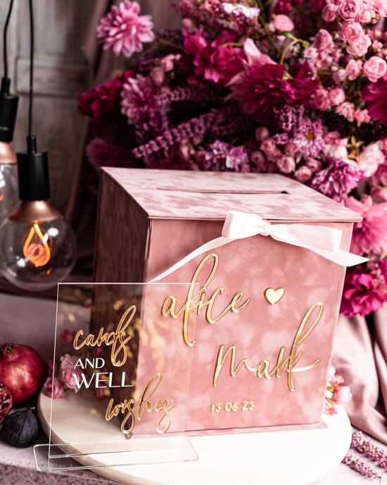 Pudełko na koperty  glamour eleganckie welurowe pudełko na pieniądze pomysł na pudełko na pieniądze ślub i wesele, eleganckie pu 02/velpink/koprZ