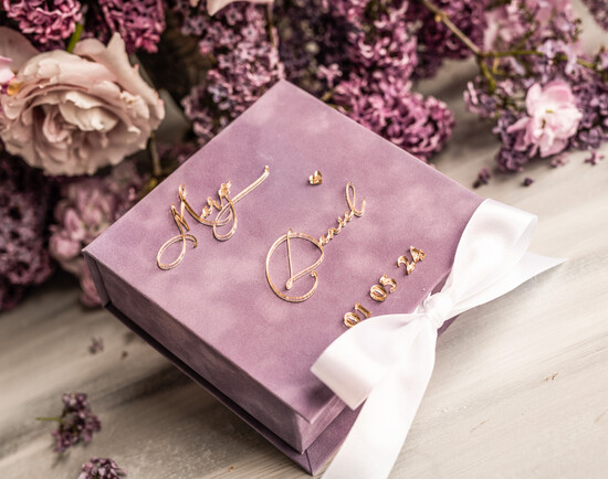 Pudełka Szkatułki na Obrączki glamour ekskluzywne welurowe pudełko na obrączki, personalizowana szkatułka na obrączki ślubne, welurowa szk 01/velF/szk