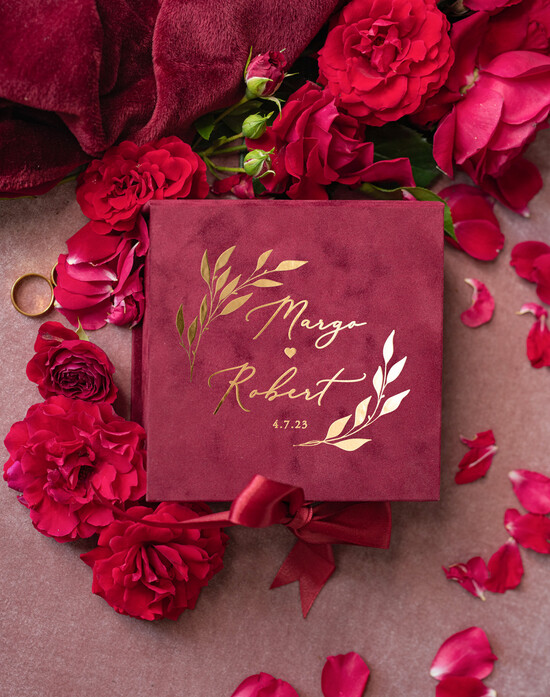 Pudełka Szkatułki na Obrączki glamour  szkatułka na obrączki wasze imiona i data, welurowe pudełko na obrączki ślubne, eleganckie aksamitn 19/pudvel/szk