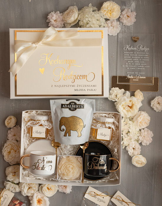 Prezenty, Podziękowania dla Rodziców zestawy prezentowe kubki filiżanki Pomysł na prezent ślubny dla rodziców, podziękowanie dla Rodziców kubek biały i czarny, prezent dla  05/boxFIL/Rodzice