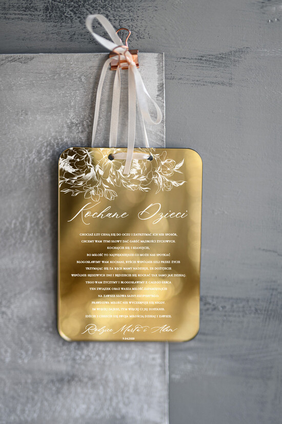 Przysięga Małżeńska  Błogosławieństwo od Rodziców Błogosławieństwo od Rodziców Błogosławieństwo od Rodziców złote lustro 3 mm 4/akryl/akrylwiesz