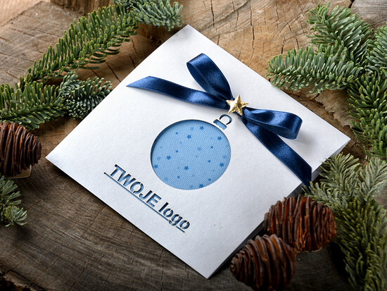 Kartki świąteczne z logo firmy laserowe kartki świąteczne z logo twojej firmy, składane kartki wycinane laserowo 06/lK/ksw