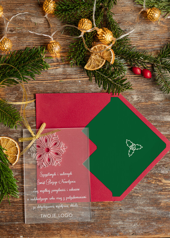 Kartki świąteczne z logo firmy laserowe kartka swiateczna z logo twojej firmy, karnety bożonarodzeniowe i na nowy rok wycianane laserowo 02/pleksa/ksw