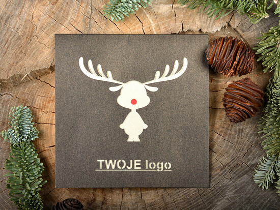 Kartki świąteczne z logo firmy laserowe kartka świąteczna dla firmy z logo, karnety bożonarodzeniowe cięte laserem 13/lK/ksw