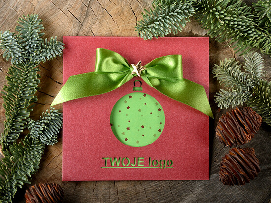 Kartki świąteczne z logo firmy laserowe kartki świąteczne z logo twojej firmy, perłowe kartki wycinane laserowo 16/lK/ksw