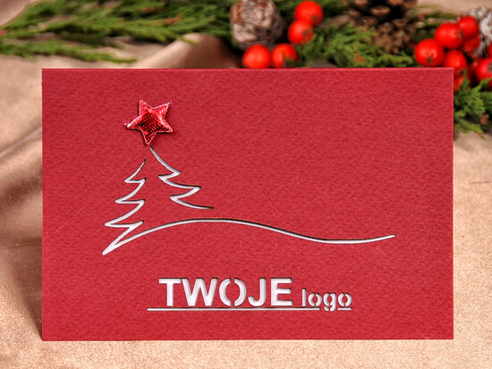 Kartki świąteczne z logo firmy laserowe kartka świąteczna z logo waszej firmy, składane kartki wycinane laserowo 81/la/ksw