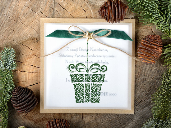 Kartki świąteczne z logo firmy retro firmowe kartki świąteczne z logo twojej firmy, retro ze sznurkiem i wstążką 03/retro/ksw