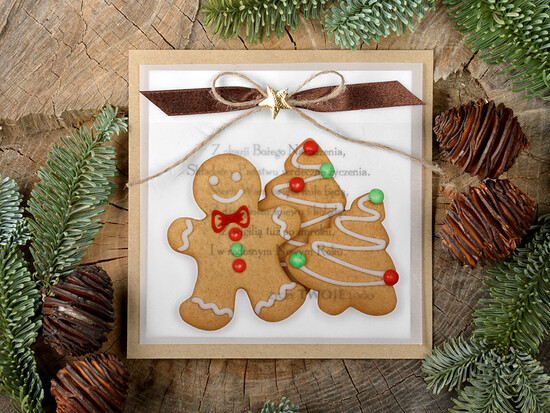 Kartki świąteczne z logo firmy retro biznesowe kartki świąteczne z Twoim logo, kalkowe ze wstążką 12/retro/ksw