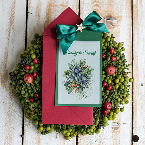 Kartki świąteczne z logo firmy retro firmowe kartki świąteczne z logo twojej firmy, eco brąz ze sznurkiem 01/loopn/ksw