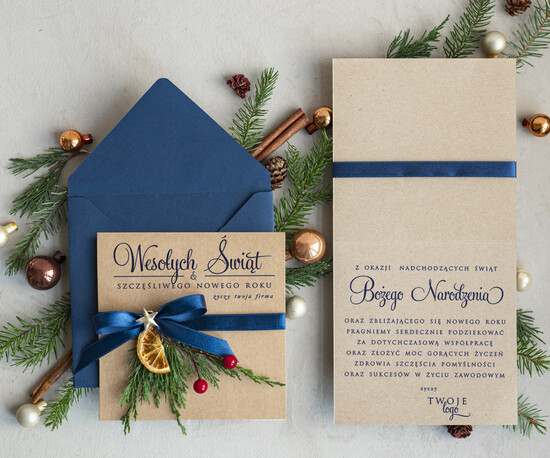 Kartki świąteczne z logo firmy natural ekologiczna kartka świąteczna z twoim logo, biznesowe kartki świąteczne z życzeniami, naturalna eko  04/rus2/ksw