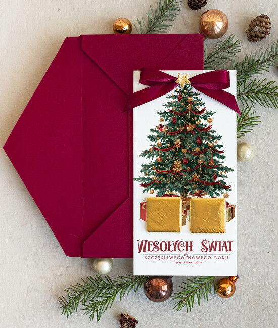 Kartki świąteczne z logo firmy natural kartka świąteczna z logo waszej firmy, ręcznie robione kartki świąteczne z czekoladką, kartki na świ 10/rCzeko3/ksw
