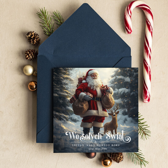 Kartki świąteczne z logo firmy Retro/nowoczesne Kartki na święta dla Pracowników, kartki świąteczne z logo firmy, noworoczne kartki dla firm z logo, 64/G/ksw