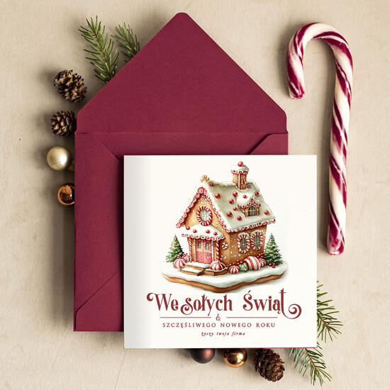 Kartki świąteczne z logo firmy Retro/nowoczesne biznesowe kartki świąteczne z Twoim logo, świąteczne kartki dla firm z logo, kartki świąteczne dla p 50/G/ksw