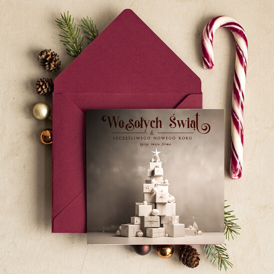 Kartki świąteczne z logo firmy Retro/nowoczesne karnety bożonarodzeniowe biznesowe kartki świąteczne z Twoim logo, świąteczne kartki dla firm z logo 41/G/ksw