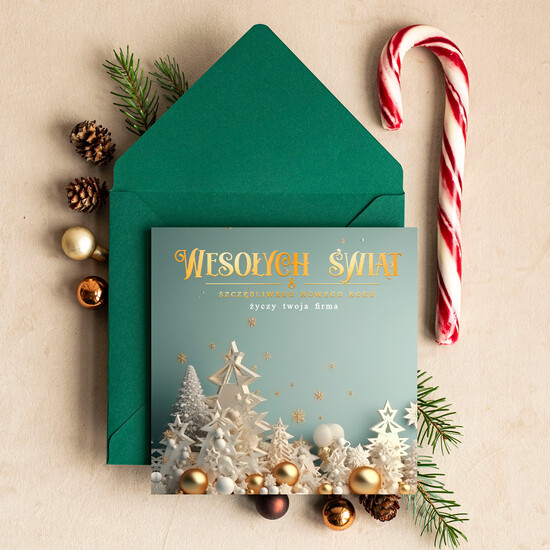 Kartki świąteczne z logo firmy Retro/nowoczesne firmowe kartki bozonarodzeniowe z logo, karnety bożonarodzeniowe firmowe, kartki świąteczne dla prac 13/G/ksw