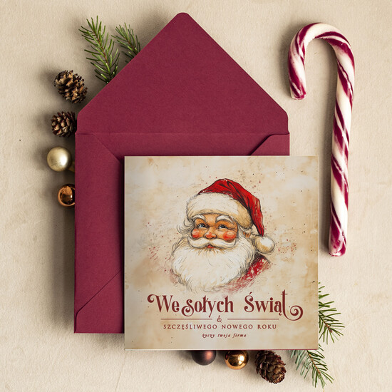 Kartki świąteczne z logo firmy Retro/nowoczesne biznesowe kartki świąteczne z Twoim logo, świąteczne kartki dla firm z logo, kartki świąteczne dla p 49/G/ksw