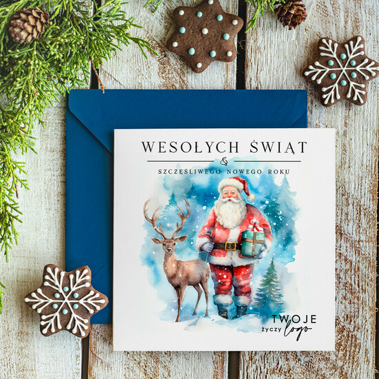 Kartki świąteczne z logo firmy Retro/nowoczesne karnety bożonarodzeniowe biznesowe kartki świąteczne z Twoim logo, świąteczne kartki dla firm z logo 03/G/ksw