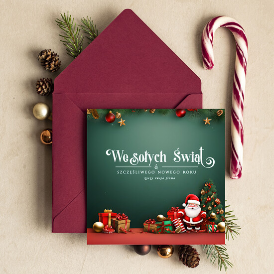 Kartki świąteczne z logo firmy Retro/nowoczesne karnety bożonarodzeniowe biznesowe kartki świąteczne z Twoim logo, świąteczne kartki dla firm z logo 39/G/ksw