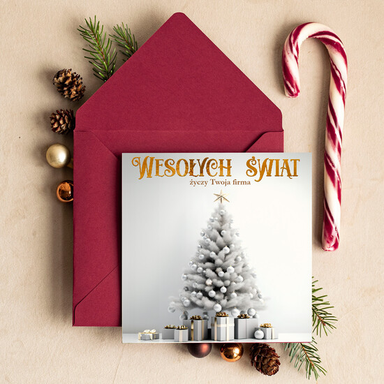 Kartki świąteczne z logo firmy Retro/nowoczesne firmowe kartki bozonarodzeniowe z logo, karnety bożonarodzeniowe firmowe, kartki świąteczne dla prac 17/G/ksw