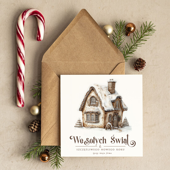 Kartki świąteczne z logo firmy Retro/nowoczesne biznesowe kartki świąteczne z Twoim logo, świąteczne kartki dla firm z logo, kartki świąteczne dla p 47/G/ksw