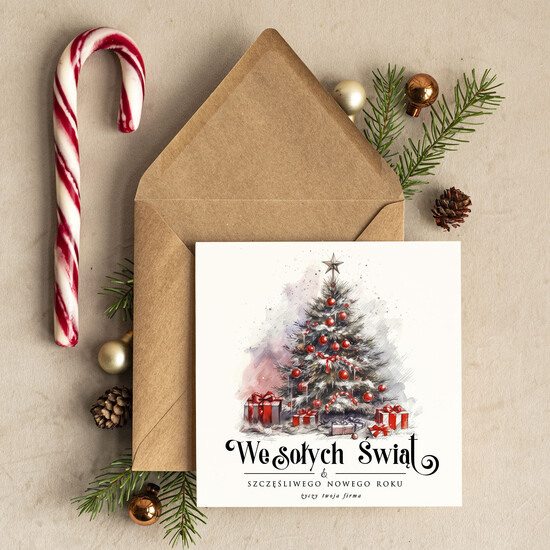 Kartki świąteczne z logo firmy Retro/nowoczesne  kartki swiateczne z logo firmy, biznesowa kartka świąteczna, bożonarodzeniowa kartka firmowa, nowor 21/G/ksw