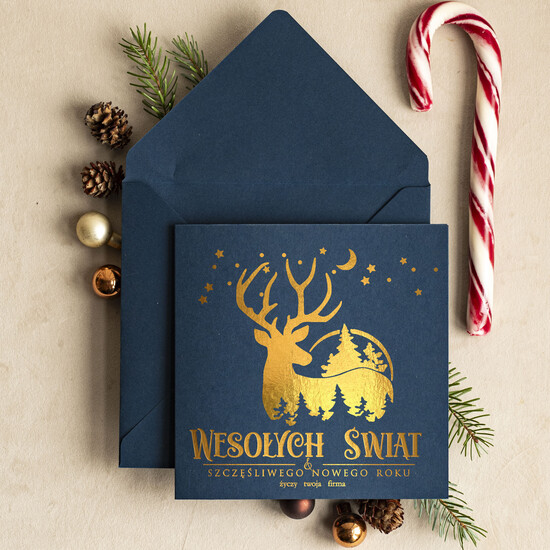 Kartki świąteczne z logo firmy złocone złote kartki świąteczne z logo twojej firmy, złocone karnety świąteczne złote mieniące się napisy, eleganc 09/błysk/ksw