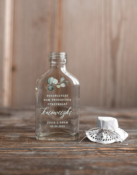 Podziękowania dla Gości Weselnych Butelki/słoiczki z nadrukiem UV podziękowania dla gości weselnych butelka na własny alkohol upominki dla gosci weselnych     05/CBkal/UVK
