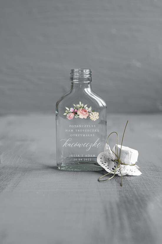 Podziękowania dla Gości Weselnych Butelki/słoiczki z nadrukiem UV podziękowania dla gości butelka na własny alkohol upominki dla gości  01/CBL/UVK