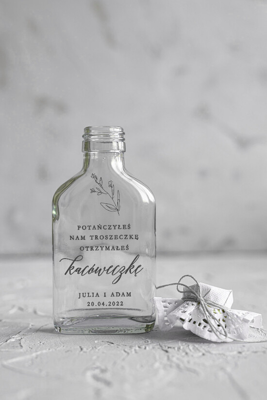 Podziękowania dla Gości Weselnych Butelki/słoiczki z nadrukiem UV podziękowania dla gości weselnych prezenciki dla gości weselnych wydruk na butelce    01/splkal/UVK