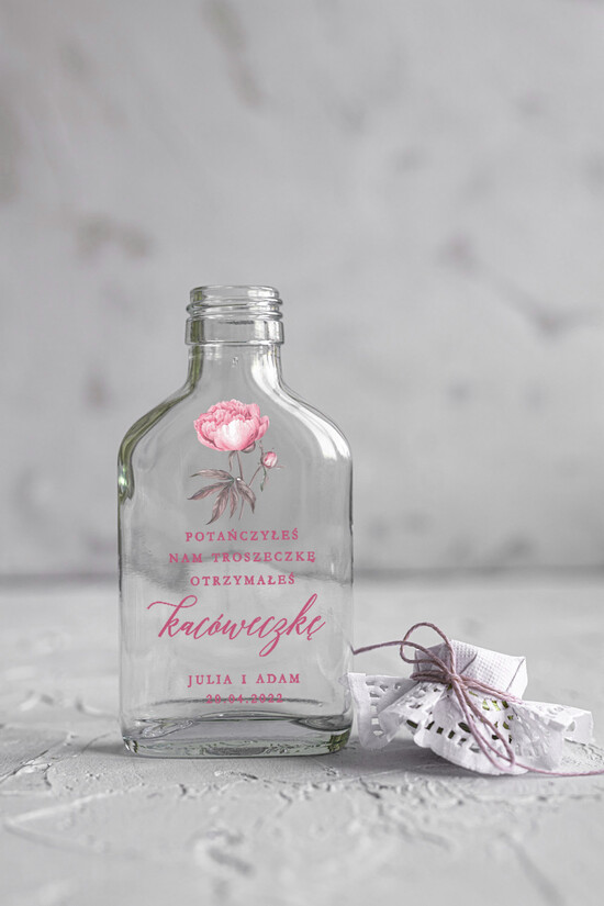 Podziękowania dla Gości Weselnych Butelki/słoiczki z nadrukiem UV podziękowania dla gości weselnych rustykalne prezenty dla gości weselnych butelki 09/NWK/UVK