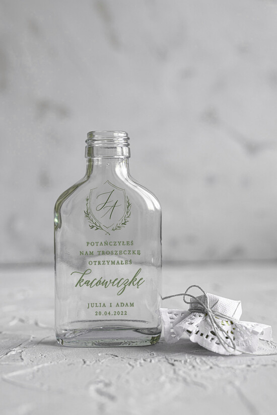 Podziękowania dla Gości Weselnych Butelki/słoiczki z nadrukiem UV rustykalne podziękowania dla gości weselnych  małe buteleczki na nalewkę prezent dla gości weselnych 01/elia/UVK