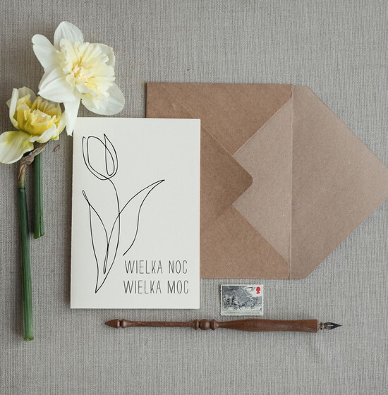 Kartki Wielkanocne kartki wielkanocne  piękne kartki Wielkanocne ręcznie robiona kartka na Wielkanoc z tulipanem     5/wielkanoc/ksww