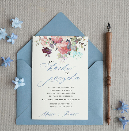 Zmień/Zarezerwuj datę ślubu - save the date Zmień datę Ślubu zmień datę ślubu karta dopasowana do zaproszeń  02/cbdlu/STD