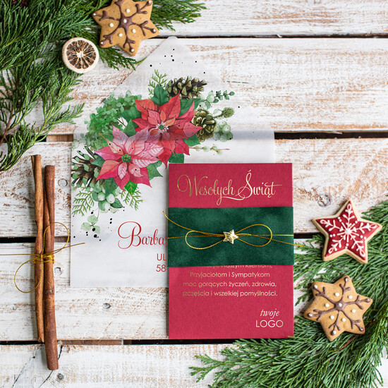 Kartki świąteczne z logo firmy welurowe złote welurowe kartki swiateczne z logo twojej firmy     01/vellamsz/ksw