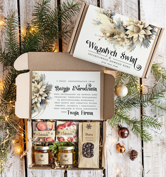 Prezenty oferta dla Firm słodkie zestawy  Oryginalne prezenty świąteczne dla klientów biznesowych, drobne prezenty swiateczne od firm z logo,  21/MZS/swieta
