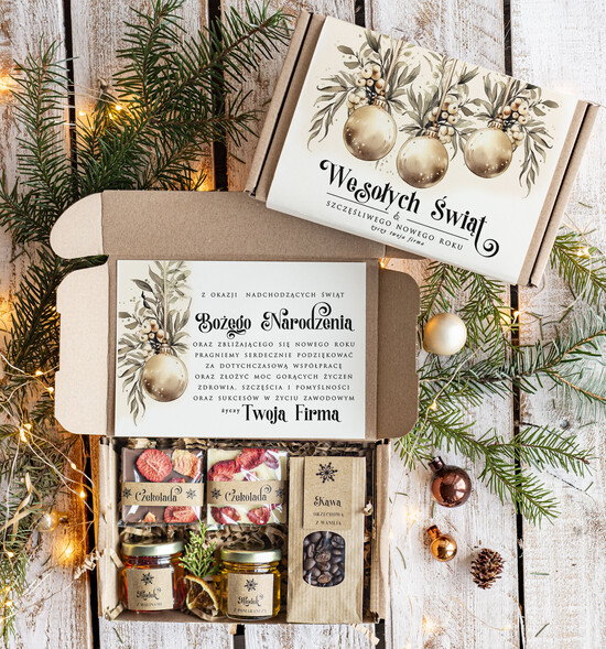 Prezenty oferta dla Firm słodkie zestawy  Oryginalne prezenty świąteczne dla klientów biznesowych, drobne prezenty swiateczne od firm z logo,  26/MZS/swieta