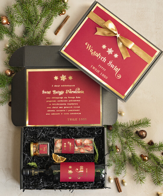 Prezenty oferta dla Firm słodkie zestawy  kosze prezentowe dla firm, prezenty biznesowe  z kawą i herbatą, upominki na święta dla pracowników  01/czBordo/zesSrsw