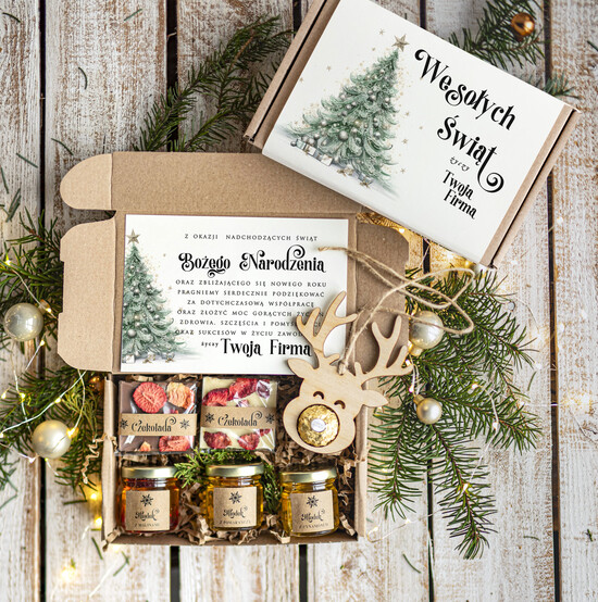 Prezenty oferta dla Firm słodkie zestawy  Oryginalne prezenty świąteczne dla klientów biznesowych, drobne prezenty swiateczne od firm z logo,  31/MZS/swieta