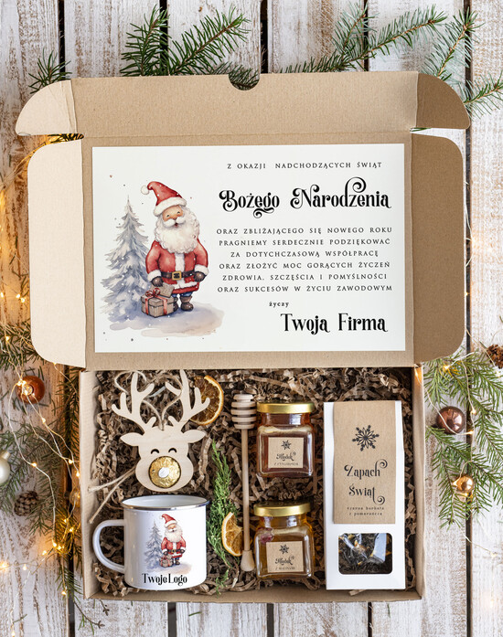Prezenty oferta dla Firm słodkie zestawy  Elegancki prezent świąteczny dla pracowników prezenty bożonarodzeniowe od firm prezent świąteczny dl 04/EkoD/swieta