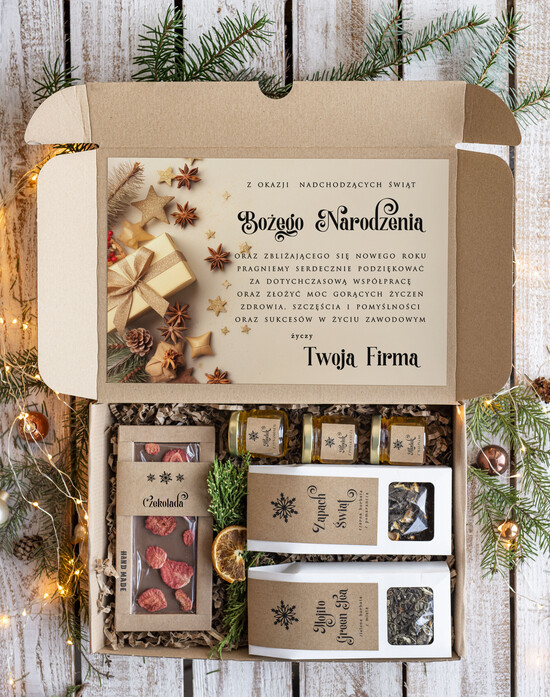 Prezenty oferta dla Firm słodkie zestawy  Prezenty świąteczne dla klientów biznesowych, eleganckie prezenty bożonarodzeniowe z miodami od firm 08/EkoD/swieta